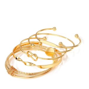 Set of 5 Latest Stylish Multilayer Gold Plated Bangle Bracelet for Women and Girls