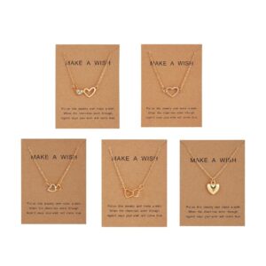 5 Pcs Latest Stylish Crystal Heart Necklace Jewellery Set for Women Pendant Necklace